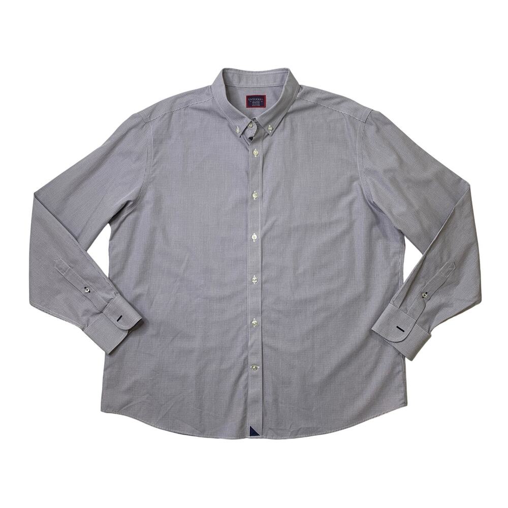 Untuckit Shirt Mens 2XL Gray White Wrinkle Free Cotton Micro Check Button Down